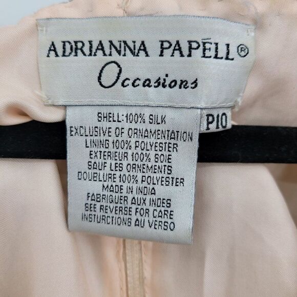 Vintage Adrianna Papell Formal Silk Beaded Short Sleeve Blouse 10P Gray Overlay - Picture 3 of 11